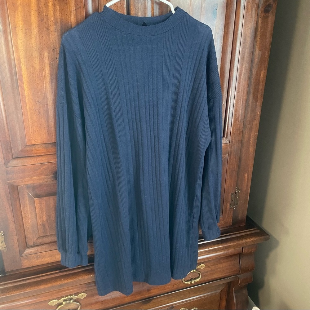 SHEIN Blue Crewneck Sweater Oversized Knit